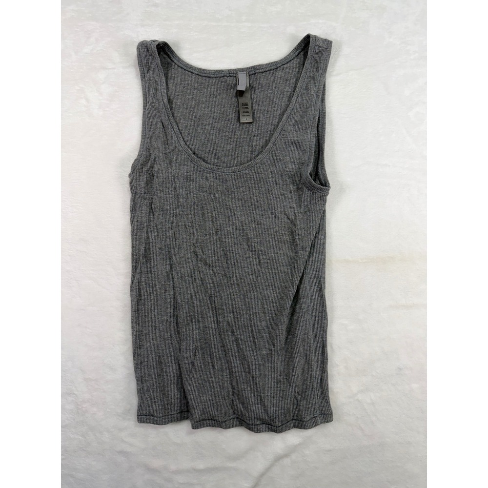 SKIMS Ribbed Tank Top L Heather Grey Sleeveless Scoop Neck Stretch Women